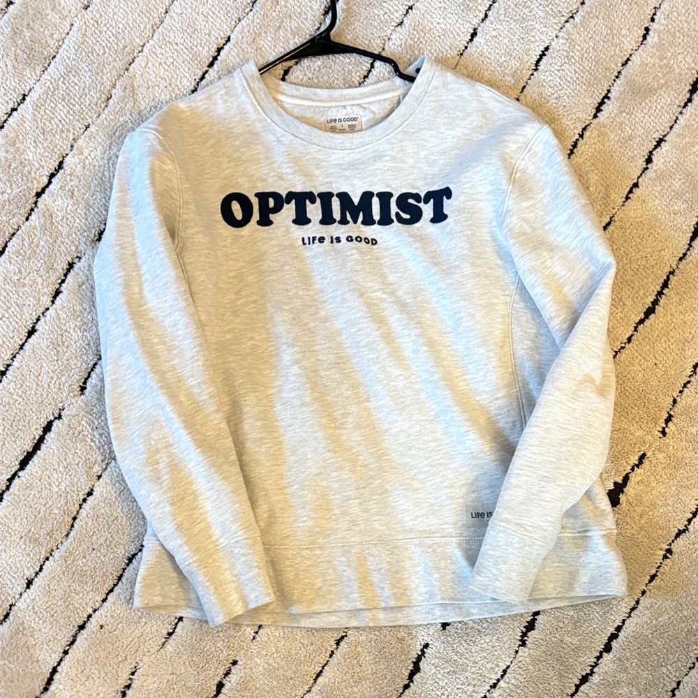Life Is Good Light Gray Optimist Sweatshirt
